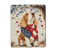 Tappetino per Mouse, Basset Hound Dog 4Th of July Independence Day Puppy Dog Tappetino Mouse Pad Multifunzionale Tappetini Mouse Ergonomico Gaming Tappetino Mouse per Gaming Pc 25X30Cm