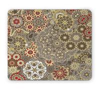 Tappetino per Mouse Batik Vintage Pai-Sley Forms Style Flowers And Circles Moroccan Patterns Tappetino Mouse Gaming Facile da Pulire Portatile Sottomano, per Casa, Laptop, Ufficio, 25x30cm
