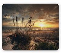 Tappetino per Mouse Beach Calm Coastal Scene with Horizon in The Middle of Nowhere Cloudy Sunset Picture Tappetini Mouse Confortevole Mousepad Forma Rettangolare, per Casa, Laptop, 25x30cm