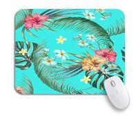 Tappetino per Mouse Beautiful Flower Pattern Summer Tropical Flowers Palm Leaves Tappetino per Il Mouse Antiscivolo Antipolvere Tappetino Mouse Piccolo, per Gaming Mouse, Computer, 25 x 30cm