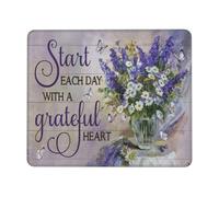 Tappetino per Mouse Beautiful Lavender Flower Daisy Vase Start Each Day with A Grateful Heart 25X30Cm Antiscivolo Tappetini per Il Mouse Base in Gomma Mousepad per Gioco Ufficio