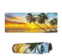 Tappetino per Mouse Beautiful Sunset Palm Tree Tappetini Mouse Portatile Mousepad Forma Rettangolare, per Ufficio, Gaming Mouse, Computer, 80x30cm