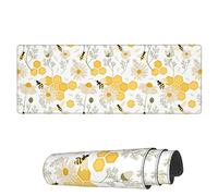 Tappetino per Mouse Bee in Flower Flowers Tappetino Mouse Grande Confortevole Sottomano, per Ufficio, Casa, Scrivania, 80x30cm