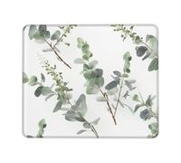 Tappetino per mouse bianco naturale, motivo ramoscello verde, 20 x 24 cm, tappetino per mouse personalizzato, tappetino per mouse da gioco, impermeabile, lavabile, base in gomma antiscivolo, tappetino