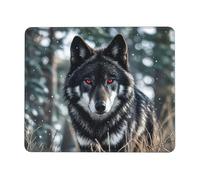 Tappetino per Mouse Big Black Wolf with Red Eyes Tappetino Mouse Gaming Personalizzato Base Antiscivolo in Gomma Mousepad Forma Rettangolare, per Scrivania, Computer, Gaming Mouse, 25x30cm