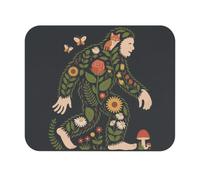 Tappetino per mouse Bigfoot Nature Mousepad - Arte floreale della foresta creatura artistica, design pacifico Sasquatch, regalo ecologico per amanti della natura degli animali