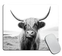 Tappetino per Mouse Black and White Scottish Highland Cow on Isle of