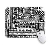 Tappetino per Mouse Black And White Tribal African Libyan Abstract Geometric Ethnic Tappetino per Il Mouse Antiscivolo Impermeabile Lavabile Tappetini Mouse, per Ufficio, Gaming Mouse, 25 x 30cm