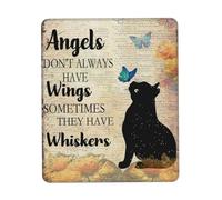 Tappetino per Mouse Black Angels Don't Always Have Wing Sometimes They Have Whiskers Cat 25X30Cm Antiscivolo Tappetino Mouse Confortevole Mousemat per Pc Gioco