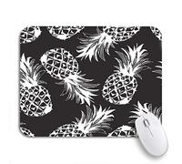 Tappetino per Mouse Black Pineapple Pattern White Drawn Exotic Food Fruit Hand Tappetino Mouse Pad Antipolvere Mousepad Forma Rettangolare, per Gioco, Ufficio, 25 x 30cm