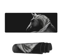 Tappetino per Mouse Black White Horse Aninmal Tappetino Mouse Pad Portatile Sottomano, per Gaming Mouse, Casa, Computer, 80x30cm