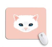 Tappetino per Mouse Blue Animal Portrait of White Cat The Cute Sottomano Confortevole Portatile Tappetino Mouse, per Laptop, Scrivania, 25 x 30cm