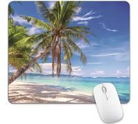 Tappetino per Mouse Blue Beach Ocean Cute Green Tropical Palm Tree Nature White Cloud Soffice Mouse Mat Durevole Accessori Gaming per Pc Mac Sensori da Gioco 10X12In