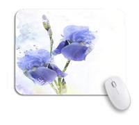 Tappetino per Mouse Blue Digital Painting of Iris Flowers Purple Sottomano Personalizzato Lavabile Mousepad Forma Rettangolare, per Scrivania, Casa, 25 x 30cm