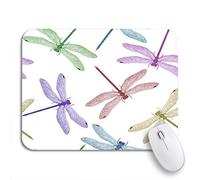 Tappetino per Mouse Blue Dragonfly Beautiful Dragonflies Green Cool Pattern Silhouette Abstract Tappetino Mouse Gaming Lavabile Mousepad Forma Rettangolare, per Casa, Ufficio, 25 x 30cm