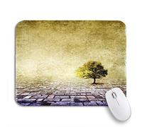 Tappetino per Mouse Blue Life Surreal Landscape Single Tree Yellow Space Travel Tappetino Mouse Piccolo Facile da Pulire Tappetini Mouse, per Scrivania, Laptop, 25 x 30cm