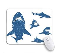 Tappetino Per Mouse Blue Mouth Of Big Sharks Bite Silhouette Great White Tappetino Mouse Gaming Personalizzato Impermeabile Mousepad Forma Rettangolare, Per Gioco, Ufficio, 25 x 30cm