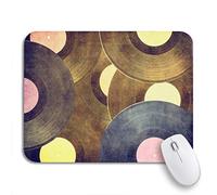 Tappetino per Mouse Blue Music Vintage Musical Vinyl Record On Scratched Red Tappetino Mouse Base Antiscivolo in Gomma Personalizzato Tappetino Mouse Gaming, per Laptop, Gaming Mouse, 25 x 30cm