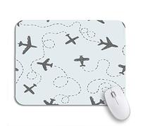 Tappetino per Mouse Blue Pattern Doodle Airplanes Ways Gray Kids Aircraft Plane Tappetino Mouse Piccolo Personalizzato Facile da Pulire Tappetini Mouse, per Ufficio, Scrivania, 25 x 30cm