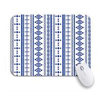 Tappetino per Mouse Blue Pattern Ethnic Boho Tribal Border Geo Porcelain Christmas Sottomano Impermeabile Facile da Pulire Tappetino Mouse Gaming, per Computer, Casa, 25 x 30cm