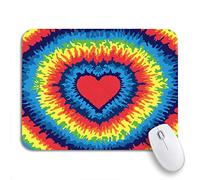 Tappetino per Mouse Blue Pattern Heart Love Rainbow Tie Dye Colorful Tye Tappetino Mouse Gaming Confortevole Base Antiscivolo in Gomma Tappetino Mouse Piccolo, per Scrivania, Casa, 25 x 30cm