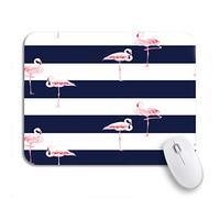 Tappetino per Mouse Blue Pattern Pink Flamingo Stripes Navy Bird Dark Elegance Tappetino per Il Mouse Antiscivolo Confortevole Tappetino Mouse, per Gioco, Ufficio, 25 x 30cm