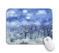 Tappetino per Mouse Blue Scene Winter Christmas Landscape Wonderland Snow Snowy Holiday Tappetino Mouse Antipolvere Tappetino per Il Mouse Antiscivolo, per Gaming Mouse, Scrivania, 25 x 30cm