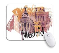 Tappetino per Mouse Blue Spain Madrid City Yellow Toledo Architecture Buildings Tappetino Mouse Piccolo Confortevole Personalizzato Tappetino Mouse Gaming, per Gioco, Gaming Mouse, 25 x 30cm