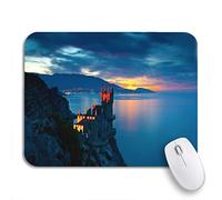 Tappetino per Mouse Blue The Well Known Castle Swallow Nest Near Yalta Mousepad Forma Rettangolare Portatile Impermeabile Tappetino Mouse Gaming, per Laptop, Computer, 25 x 30cm