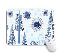 Tappetino per Mouse Blue Tree Winter Wonderland Pine Silhouette Spruce Wild Alp Sottomano Personalizzato Portatile Tappetino Mouse, per Gioco, Computer, 25 x 30cm