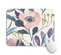 Tappetino per Mouse Blue Vintage Watercolor Flower Pattern On Botanical Pink Ranunculus Tappetino per Il Mouse Antiscivolo Impermeabile Facile da Pulire Sottomano, per Gioco, Computer, 25 x 30cm