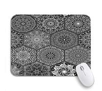 Tappetino per Mouse Boho Pattern in of Colorful Flower Patchwork Chic Ceramic Tappetino per Il Mouse Antiscivolo Facile da Pulire Mousepad Forma Rettangolare, per Computer, Casa, 25 x 30cm