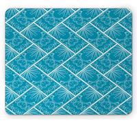 Tappetino per Mouse Botanical Monochrome Hand Drawn Line Art Style Flowers Leaves Bouquet Petals Tile Like Tappetino Mouse Impermeabile Mousepad Forma Rettangolare, per Casa, Ufficio, 25x30cm