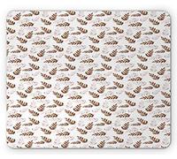 Tappetino per Mouse Botanical Vintage Style Image of Branches with Leaves And Silhouettes On Background Tappetini Mouse Portatile Mousepad Forma Rettangolare, per Laptop, Scrivania, 25x30cm