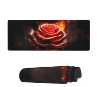 Tappetino per Mouse Burning Red Flower Tappetini Mouse Base Antiscivolo in Gomma Sottomano, per Ufficio, Laptop, Computer, 80x30cm