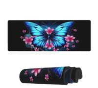 Tappetino Per Mouse Butterfly Vintage Blue Tappetino Mouse Impermeabile Sottomano, Per Laptop, Scrivania, Casa, 80x30cm
