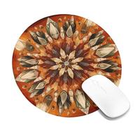 Tappetino per mouse caleidoscopio in cristallo autunnale con bordi cuciti e pietre preziose arancioni, gomma antiscivolo, lavabile, per casa e ufficio, computer portatile, rotondo, 20,3 x 20,3