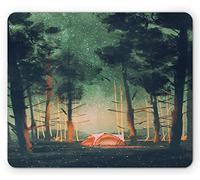 Tappetino per Mouse Camping in At Night with Stars Fireflies Environment Nature Scene Art Tappetino per Il Mouse Antiscivolo Portatile Mousepad Forma Rettangolare, per Casa, Computer, 25x30cm