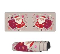 Tappetino Per Mouse Cartoon Cute Santa Christmas Tappetino Mouse Gaming Impermeabile Mousepad Forma Rettangolare, Per Ufficio, Scrivania, Laptop, 80x30cm