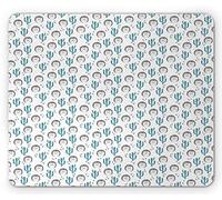 Tappetino per Mouse Cartoon Watercolor Hedgehog And Cactus with Tiny Triangles Pattern Tappetino Mouse Gaming Portatile Mousepad Forma Rettangolare, per Scrivania, Computer, Laptop, 25x30cm