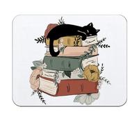 Tappetino per Mouse Cat And Flower Book Tappetino Mouse Piccolo Base Antiscivolo in Gomma Facile da Pulire Mousepad Forma Rettangolare, per Computer, Laptop, Scrivania, 25x30cm