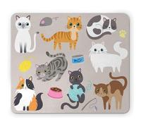 Tappetino per Mouse Cat And Mouse Friendly Kittens Standing Sleeping And Playing with Yarn Ball Tappetino Mouse Pad Confortevole Portatile Sottomano, per Gaming Mouse, Scrivania, Casa, 25x30cm