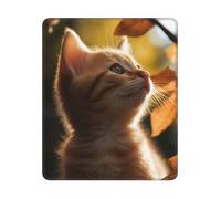 Tappetino per Mouse Cat Under Leaves Tappetini Mouse Base Antiscivolo in Gomma Confortevole Mousepad Forma Rettangolare, per Ufficio, Gaming, Laptop, 25x30cm