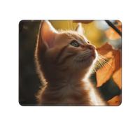 Tappetino per Mouse Cat Under Leaves Tappetino Mouse Gaming Personalizzato Impermeabile Mousepad Forma Rettangolare, per Ufficio, Laptop, Gaming, 25x30cm
