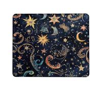 Tappetino per mouse celestiali con stelle e lune, design galassia, bordo cucito, in gomma, antiscivolo, lavabile, tappetino per mouse da gioco per casa e ufficio, computer portatile, quadrato, 20,3 x