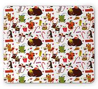 Tappetino per Mouse Christmas Holiday Theme Funny Nursery Animals with Winter Clothes And Gifts Art Print Tappetino Mouse Gaming Sottomano, per Gaming Mouse, Computer, Laptop, 25x30cm