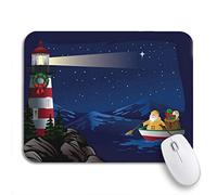 Tappetino Per Mouse Christmas Santa Rowing Boat Bringing To Lighthouse Nautical Tappetino Mouse Piccolo Antipolvere Facile Da Pulire Tappetino Mouse, Per Laptop, Gaming Mouse, 25 x 30cm