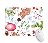 Tappetino Per Mouse Christmas Tree Branches Gingerbread Cookies Baubles Snowflakes And Winter Tappetino Per Il Mouse Antiscivolo Lavabile Confortevole Sottomano, Per Laptop, Computer, 25 x 30cm
