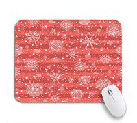Tappetino per Mouse Christmas Winter Holiday Red Snowflakes Flake Snow Merry Pattern Tappetino Mouse Impermeabile Tappetino per Il Mouse Antiscivolo, per Gaming Mouse, Computer, 25 x 30cm