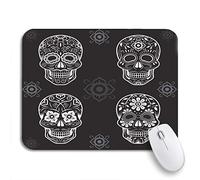 Tappetino Per Mouse Cinco Skulls Black And White Dark Mayo Day Dead Sottomano Confortevole Lavabile Tappetino Mouse Gaming, Per Scrivania, Gioco, 25 x 30cm